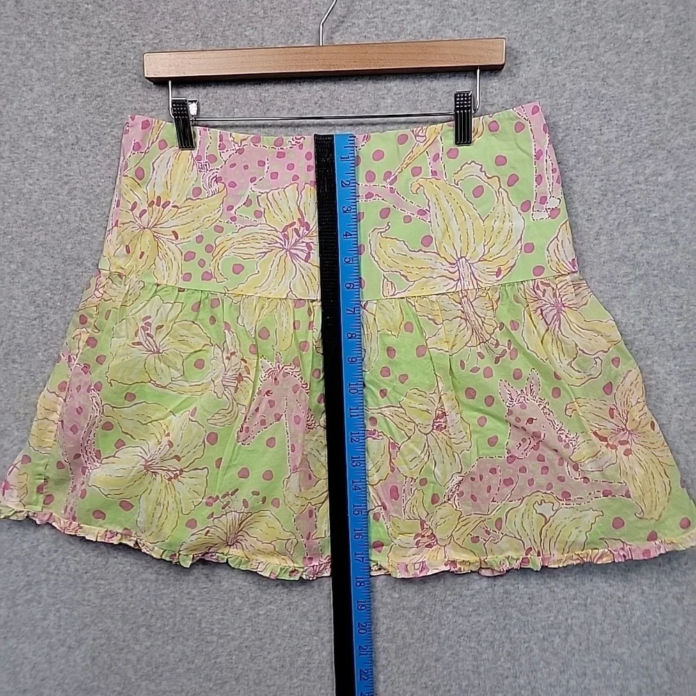 VTG‎ LILLY PULITZER Fillies for Lillies Floral Print Tiered Cotton Mini Skirt 10